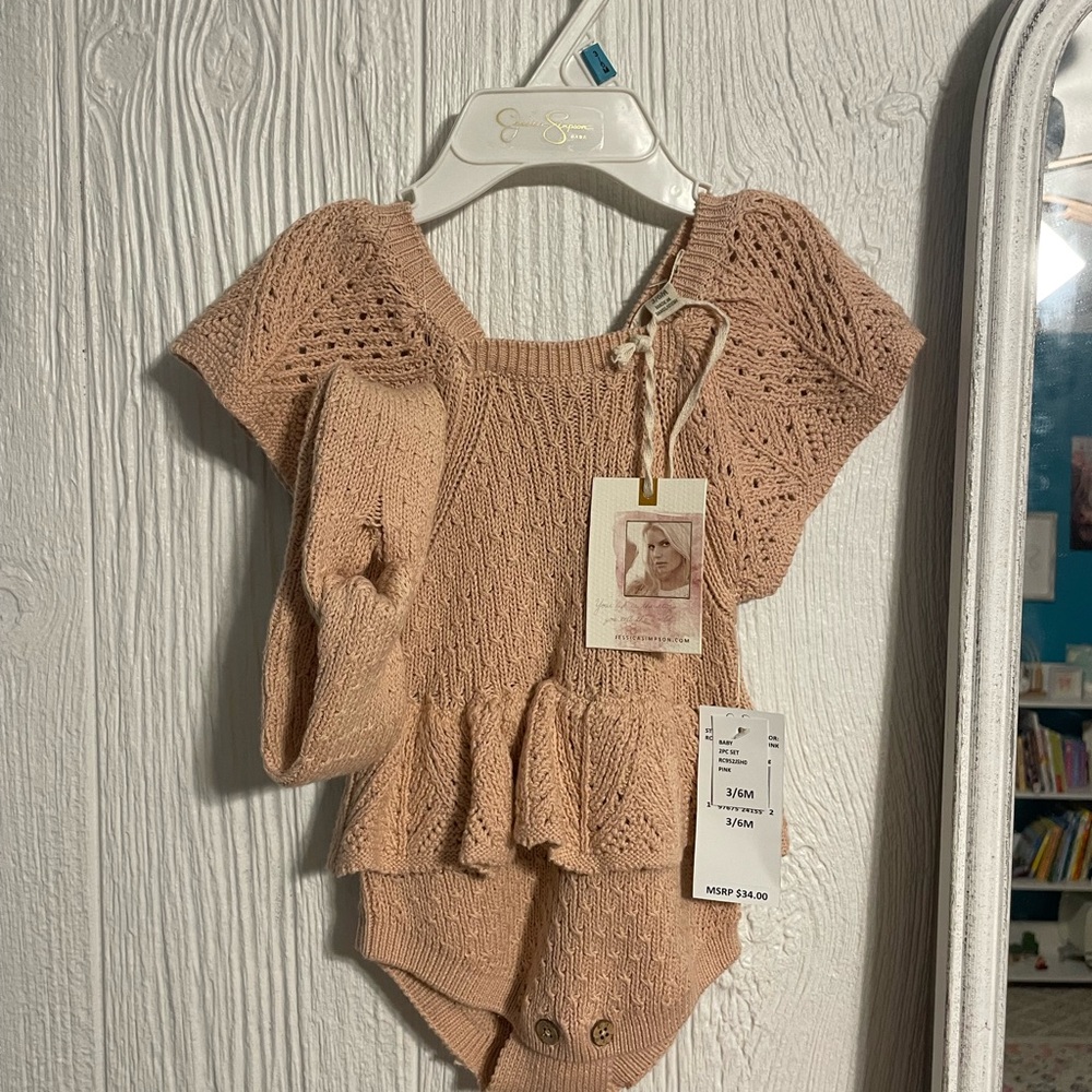 NEW Jessica Simpson Knit Baby Romper 3/6 mo